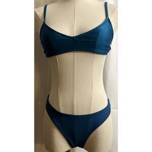 Two Piece Mis-Matched Bikini High Cut Cheeky Bottom And A Sweetheart Neck Top XS